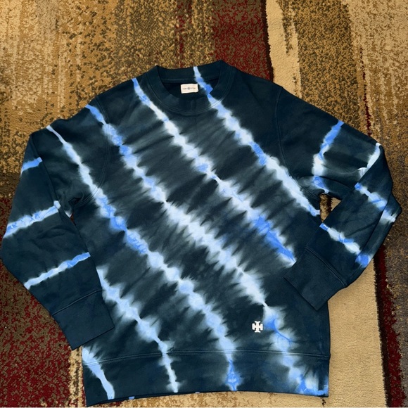 Tory Burch Blue Tie-Dye Crew Neck Sweater - Picture 3 of 6